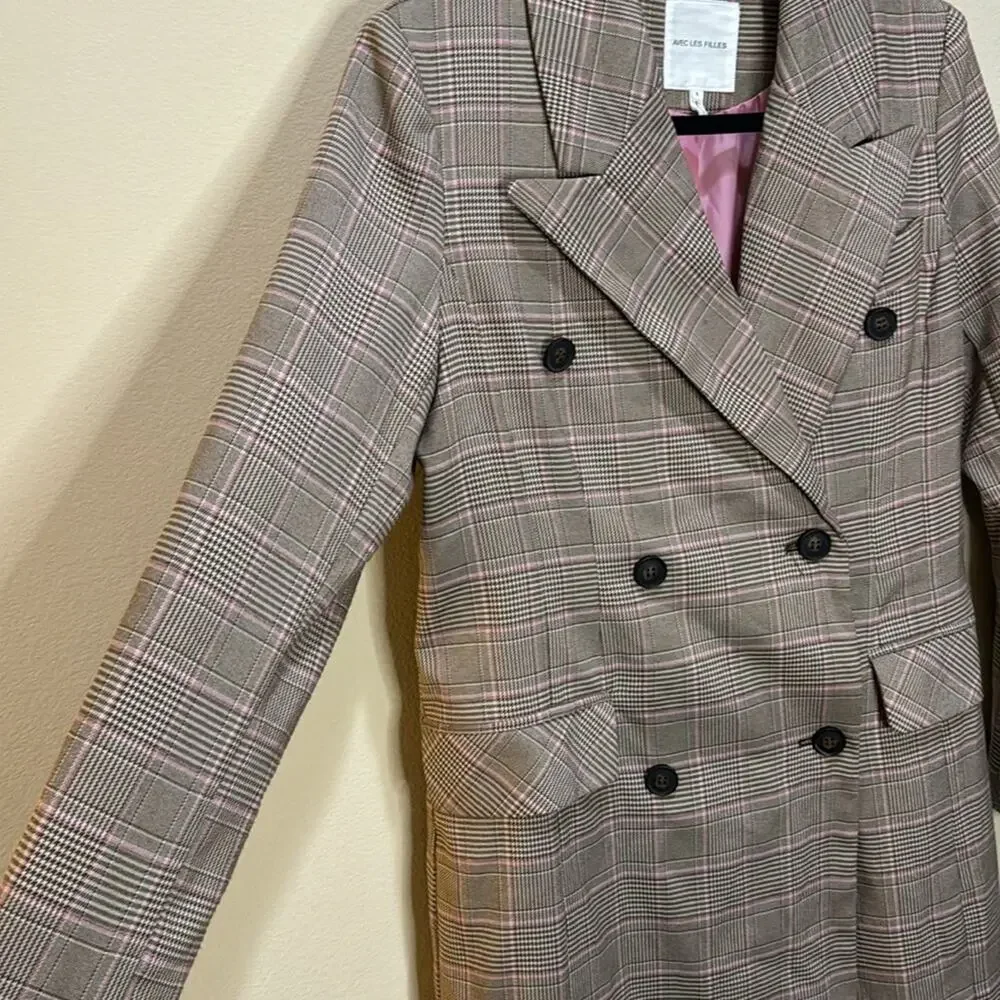 Avec Les Filles Plaid Coat Size S - Picture 5 of 6